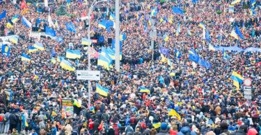 Protest auf dem Maidan, Kiew Ukraine, zu Interview mit Marina Weisband über die Ukrainer und die Parallelen zu den Eidgenossen