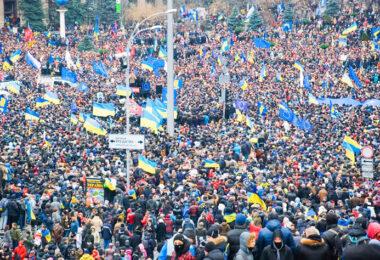 Protest auf dem Maidan, Kiew Ukraine, zu Interview mit Marina Weisband über die Ukrainer und die Parallelen zu den Eidgenossen
